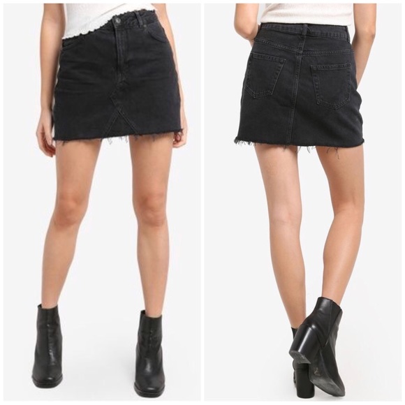 topshop black jean skirt
